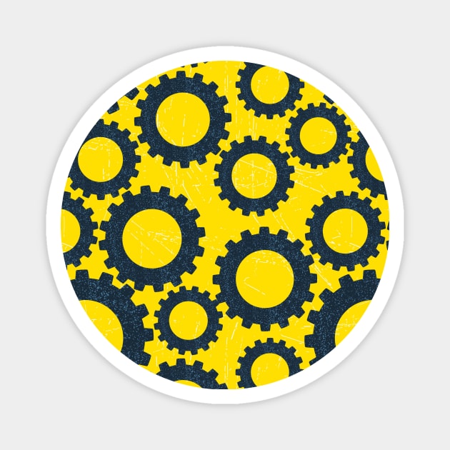 Gears On Yellow Magnet by SWON Design